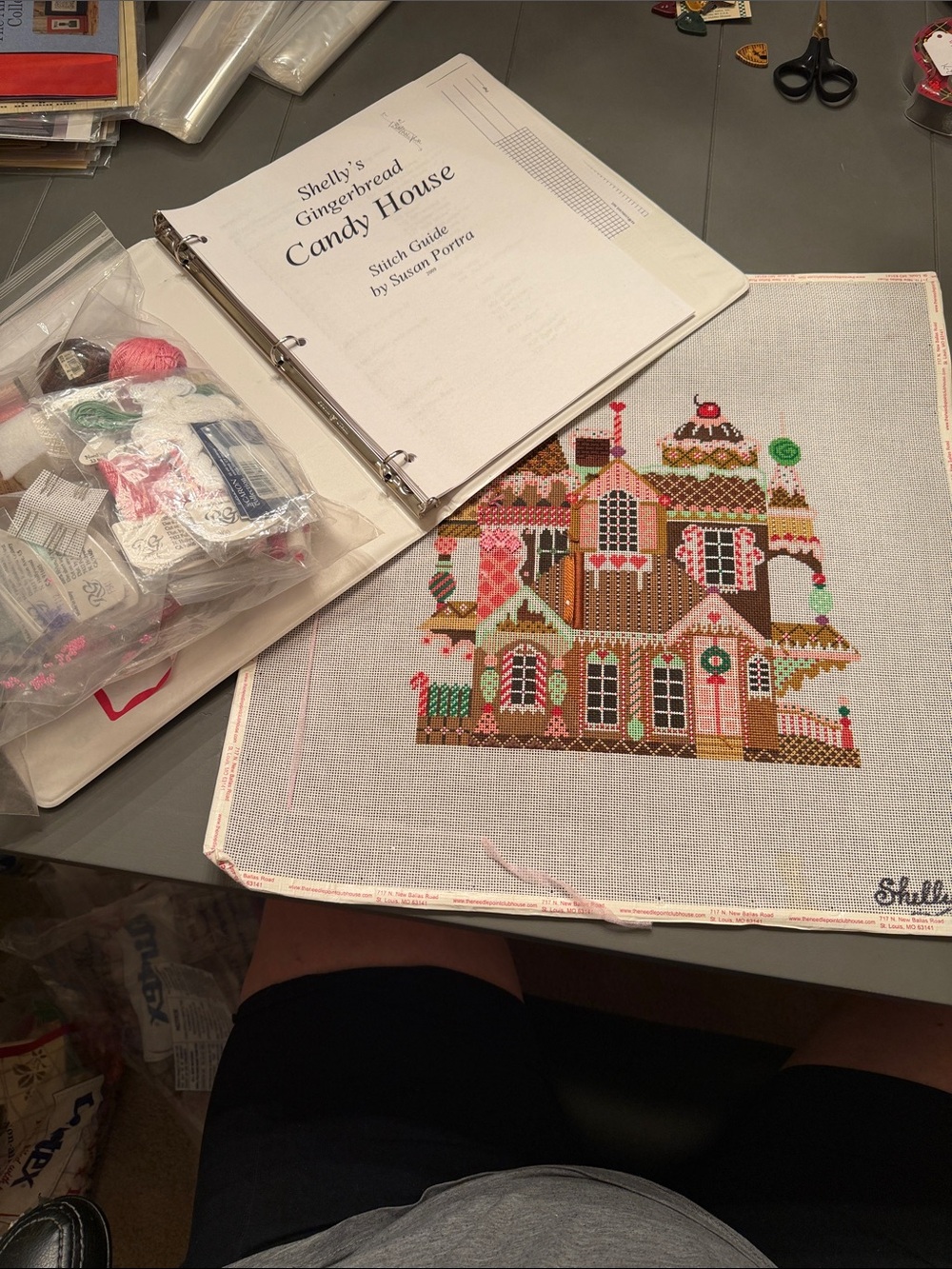 Shelly Tribbey KIT Christmas Manor needlepoint canvas. 🐈‍⬛ hand-painted